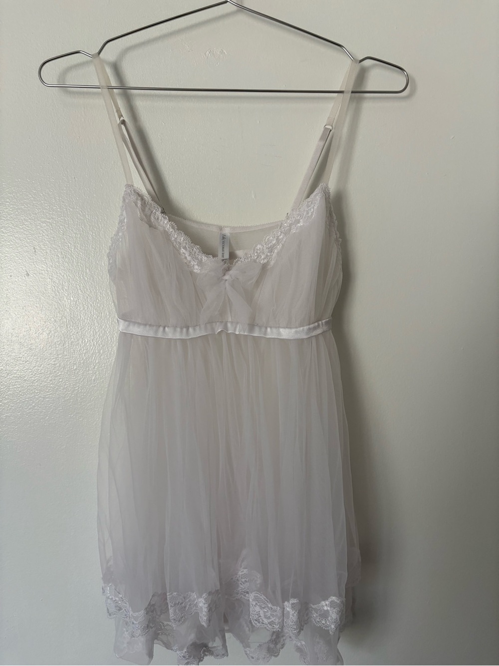 Victoria's Secret bridal White Sheer Lace Babydoll Chemise - Delicate Mesh